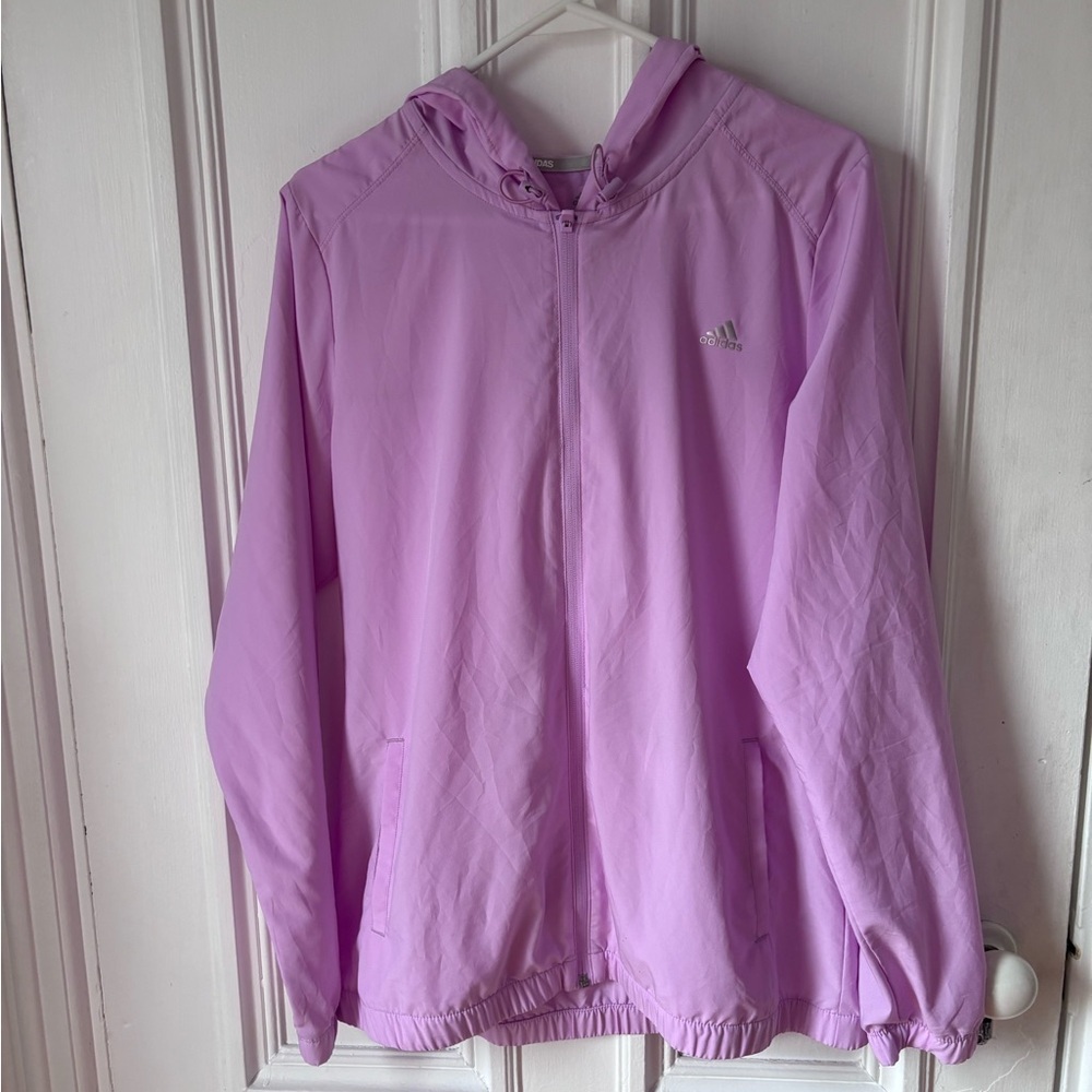 Women’s Adidas Golf Zip Front Windbreaker Golf Jacket Pink Size Large